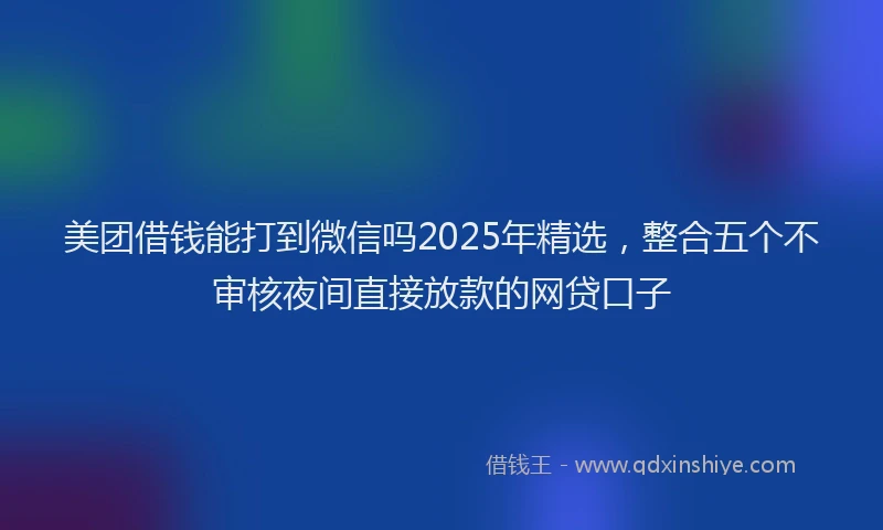 美团借钱能打到微信吗2025年精选，整合五个不审核夜间直接放款的网贷口子