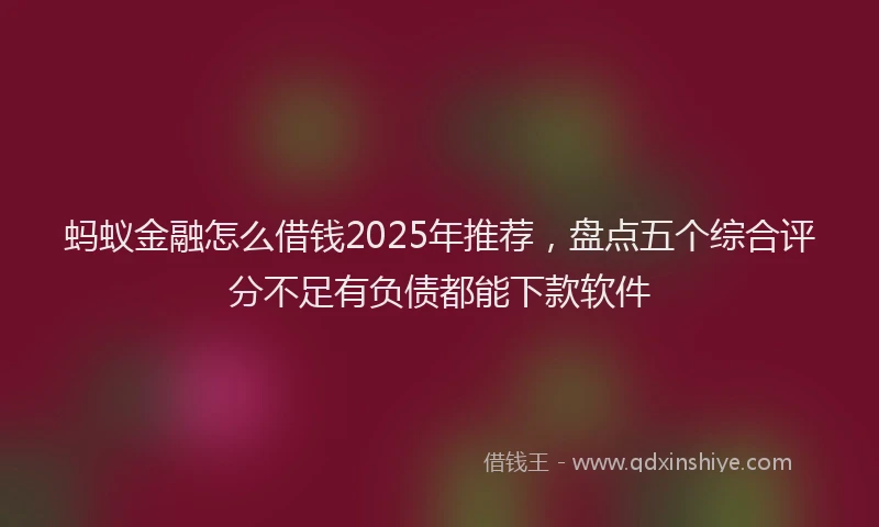 蚂蚁金融怎么借钱2025年推荐，盘点五个综合评分不足有负债都能下款软件