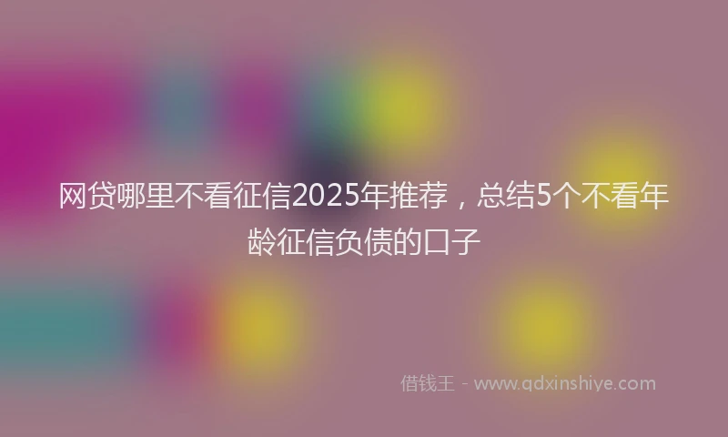 网贷哪里不看征信2025年推荐，总结5个不看年龄征信负债的口子