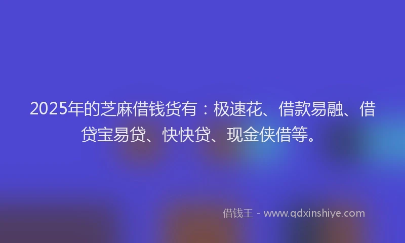 2025年的芝麻借钱货有：极速花、借款易融、借贷宝易贷、快快贷、现金侠借等。