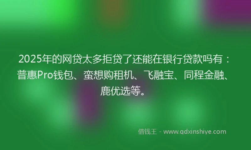 2025年的网贷太多拒贷了还能在银行贷款吗有：普惠Pro钱包、蛮想购租机、飞融宝、同程金融、鹿优选等。