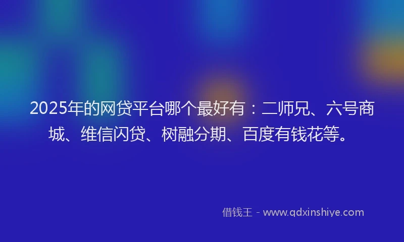 2025年的网贷平台哪个最好有：二师兄、六号商城、维信闪贷、树融分期、百度有钱花等。