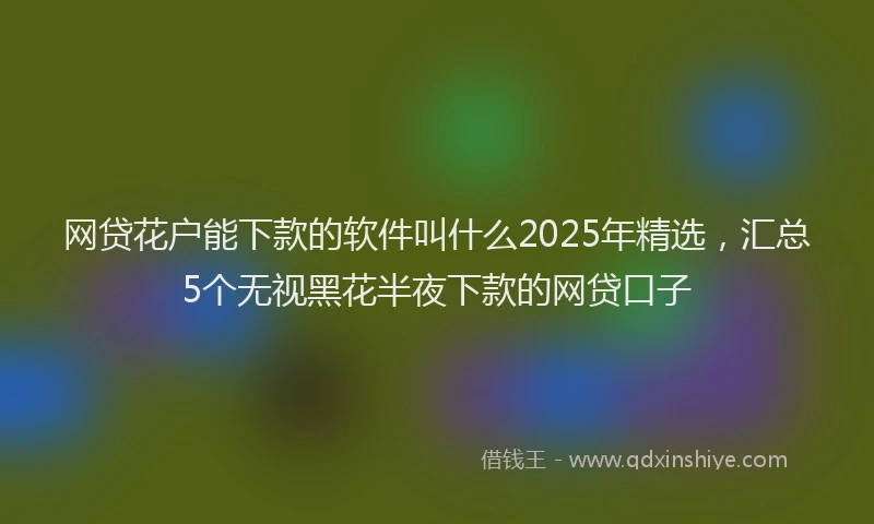 网贷花户能下款的软件叫什么2025年精选，汇总5个无视黑花半夜下款的网贷口子