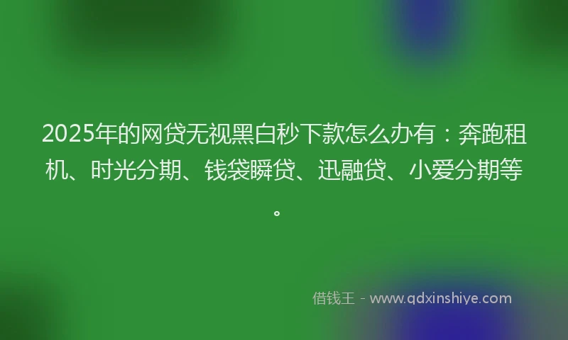 2025年的网贷无视黑白秒下款怎么办有：奔跑租机、时光分期、钱袋瞬贷、迅融贷、小爱分期等。