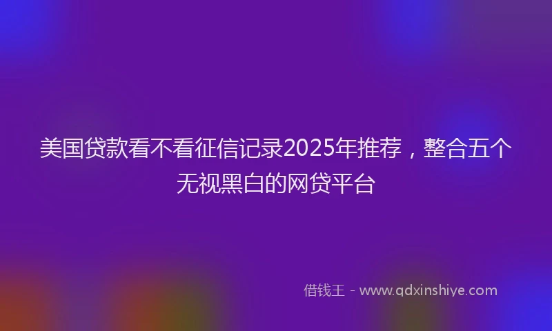 美国贷款看不看征信记录2025年推荐，整合五个无视黑白的网贷平台