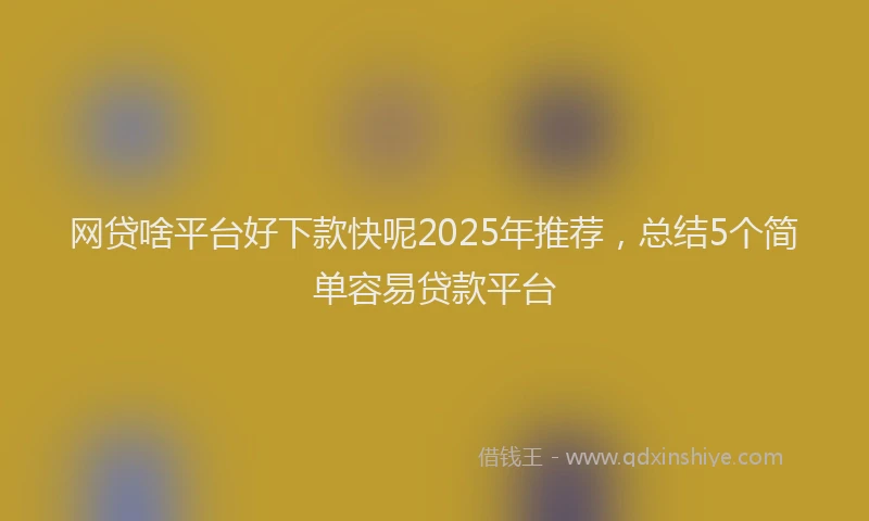网贷啥平台好下款快呢2025年推荐，总结5个简单容易贷款平台
