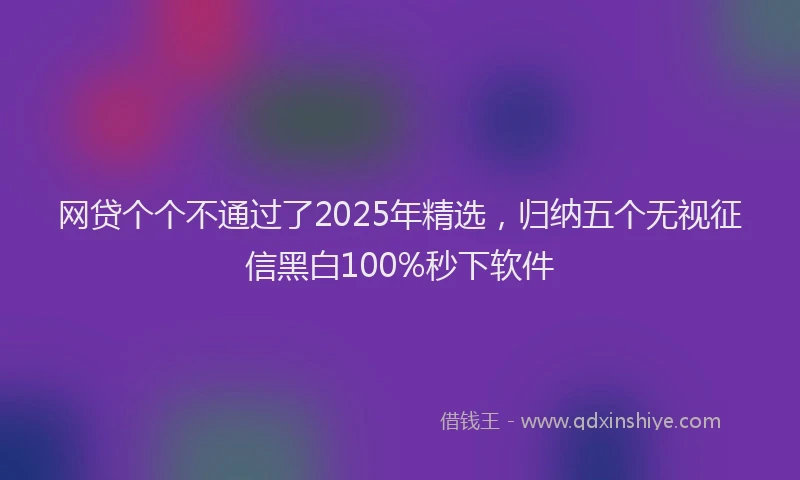 网贷个个不通过了2025年精选，归纳五个无视征信黑白100%秒下软件