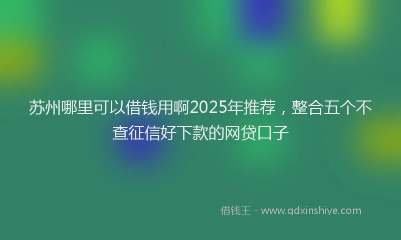 苏州哪里可以借钱用啊2025年推荐，整合五个不查征信好下款的网贷口子