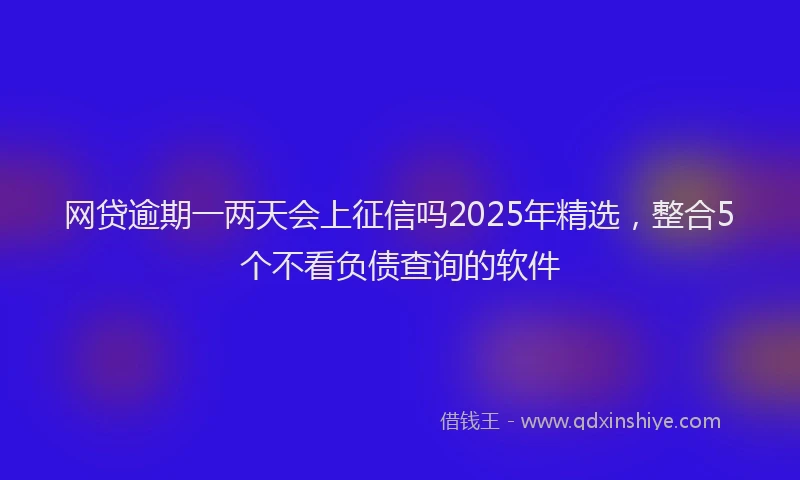 网贷逾期一两天会上征信吗2025年精选，整合5个不看负债查询的软件