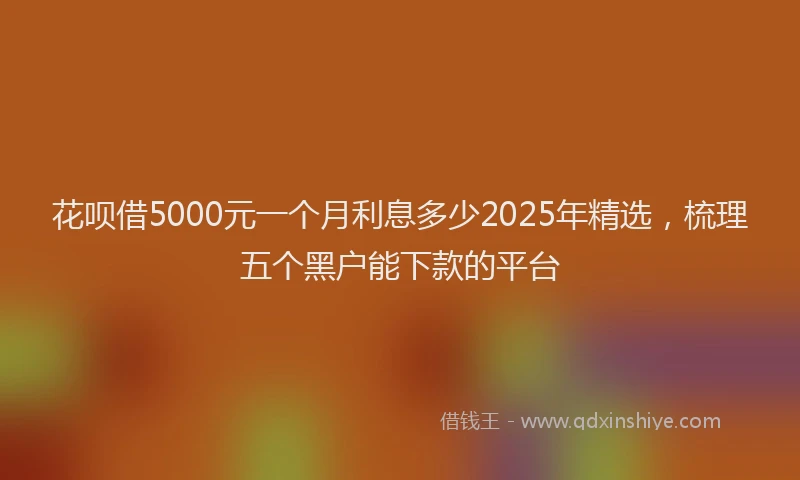 花呗借5000元一个月利息多少2025年精选，梳理五个黑户能下款的平台