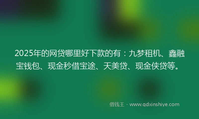 2025年的网贷哪里好下款的有：九梦租机、鑫融宝钱包、现金秒借宝途、天美贷、现金侠贷等。