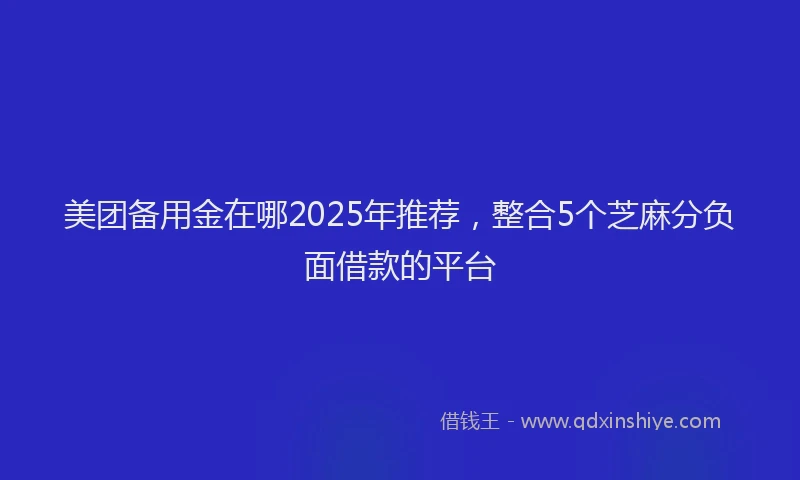 美团备用金在哪2025年推荐，整合5个芝麻分负面借款的平台