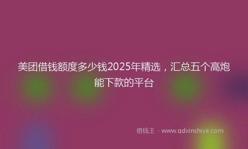 美团借钱额度多少钱2025年精选，汇总五个高炮能下款的平台