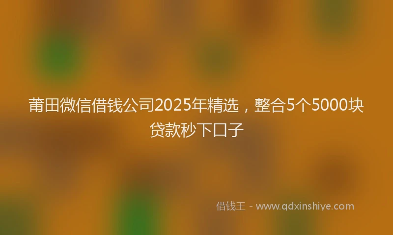 莆田微信借钱公司2025年精选，整合5个5000块贷款秒下口子