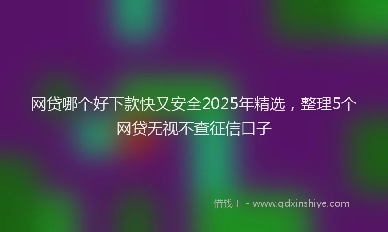 网贷哪个好下款快又安全2025年精选，整理5个网贷无视不查征信口子