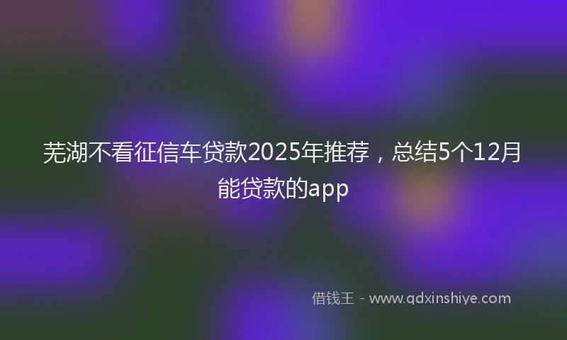 芜湖不看征信车贷款2025年推荐，总结5个12月能贷款的app
