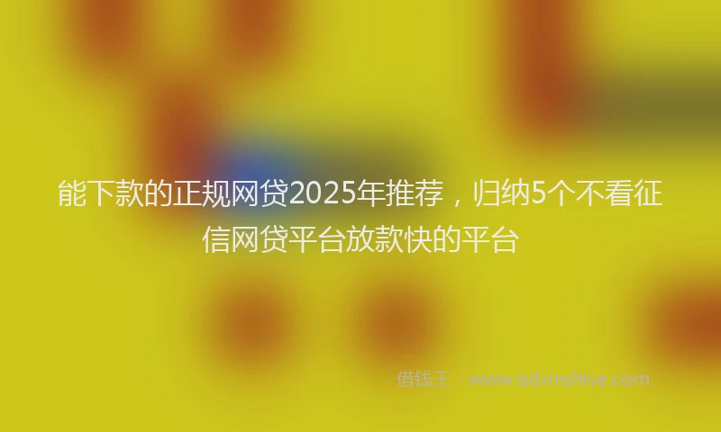 能下款的正规网贷2025年推荐，归纳5个不看征信网贷平台放款快的平台