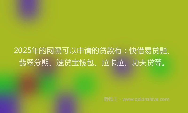 2025年的网黑可以申请的贷款有：快借易贷融、翡翠分期、速贷宝钱包、拉卡拉、功夫贷等。