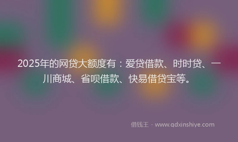 2025年的网贷大额度有：爱贷借款、时时贷、一川商城、省呗借款、快易借贷宝等。