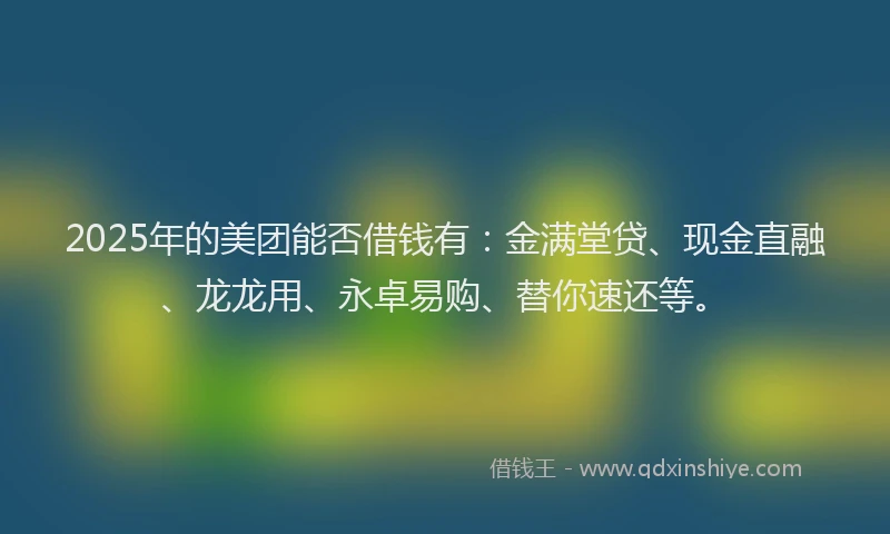 2025年的美团能否借钱有：金满堂贷、现金直融、龙龙用、永卓易购、替你速还等。