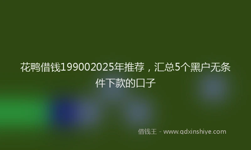 花鸭借钱199002025年推荐，汇总5个黑户无条件下款的口子