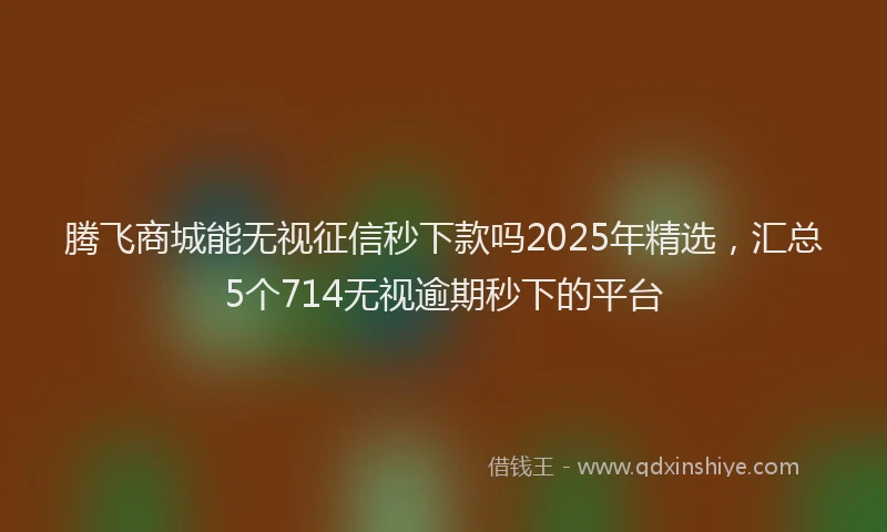 腾飞商城能无视征信秒下款吗2025年精选，汇总5个714无视逾期秒下的平台