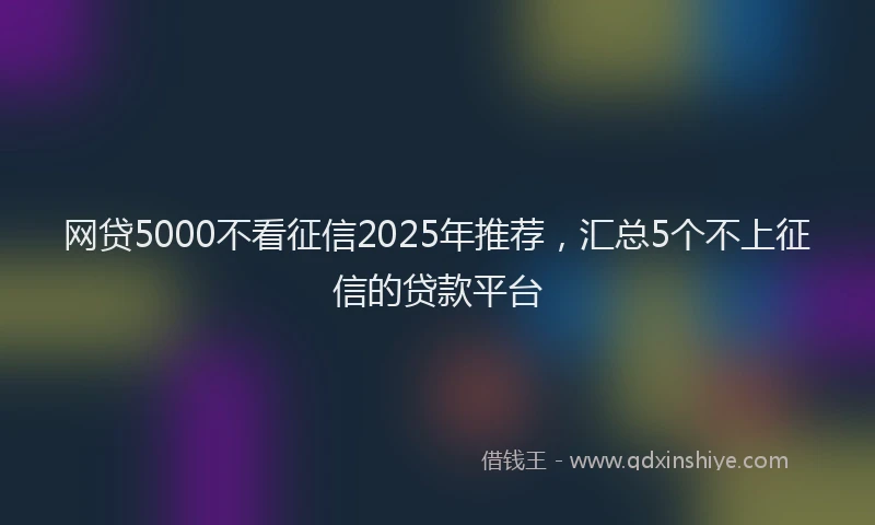 网贷5000不看征信2025年推荐，汇总5个不上征信的贷款平台