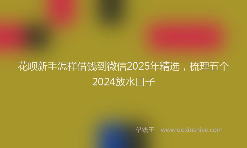 花呗新手怎样借钱到微信2025年精选，梳理五个2024放水口子