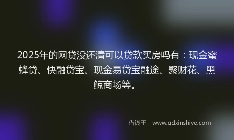 2025年的网贷没还清可以贷款买房吗有：现金蜜蜂贷、快融贷宝、现金易贷宝融途、聚财花、黑鲸商场等。