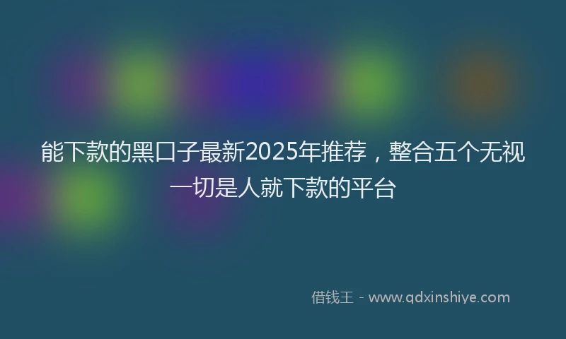能下款的黑口子最新2025年推荐，整合五个无视一切是人就下款的平台