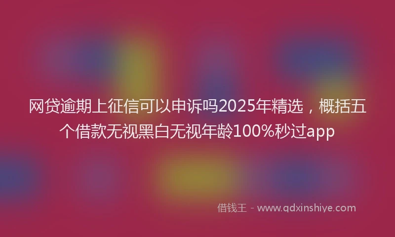 网贷逾期上征信可以申诉吗2025年精选，概括五个借款无视黑白无视年龄100%秒过app