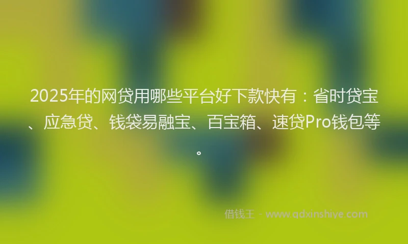 2025年的网贷用哪些平台好下款快有：省时贷宝、应急贷、钱袋易融宝、百宝箱、速贷Pro钱包等。