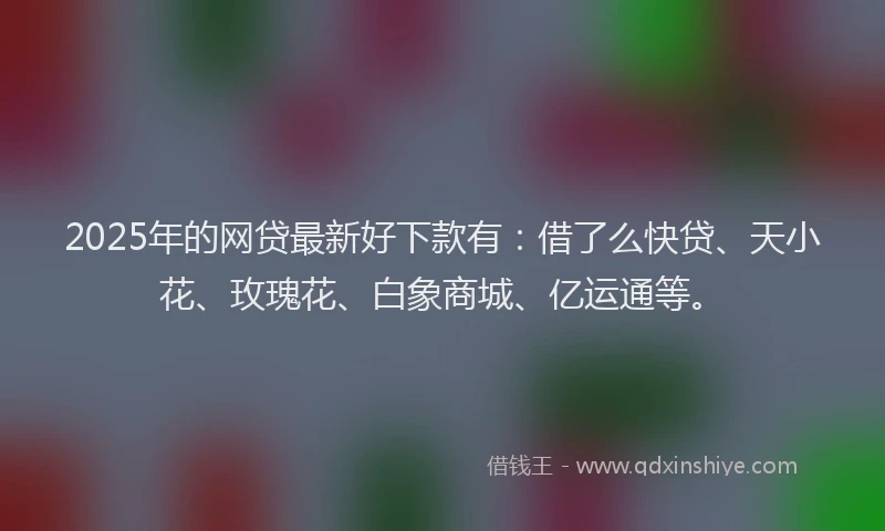 2025年的网贷最新好下款有：借了么快贷、天小花、玫瑰花、白象商城、亿运通等。