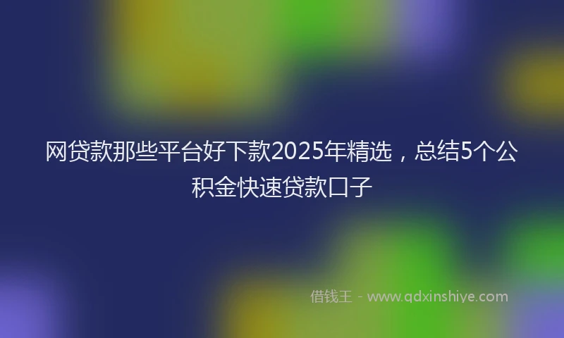 网贷款那些平台好下款2025年精选，总结5个公积金快速贷款口子