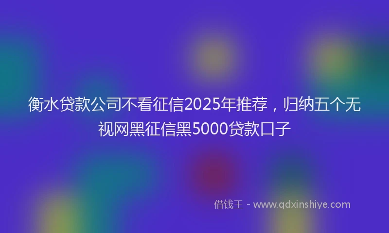 衡水贷款公司不看征信2025年推荐，归纳五个无视网黑征信黑5000贷款口子