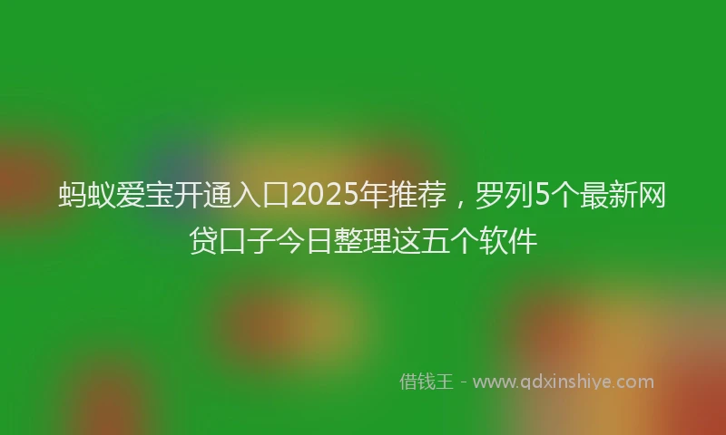蚂蚁爱宝开通入口2025年推荐，罗列5个最新网贷口子今日整理这五个软件