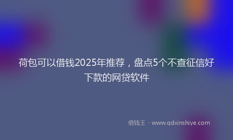 荷包可以借钱2025年推荐，盘点5个不查征信好下款的网贷软件