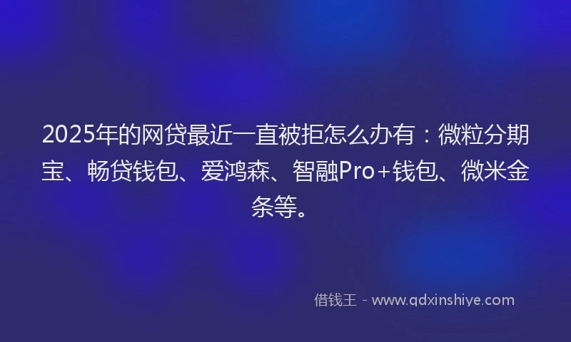 2025年的网贷最近一直被拒怎么办有：微粒分期宝、畅贷钱包、爱鸿森、智融Pro+钱包、微米金条等。