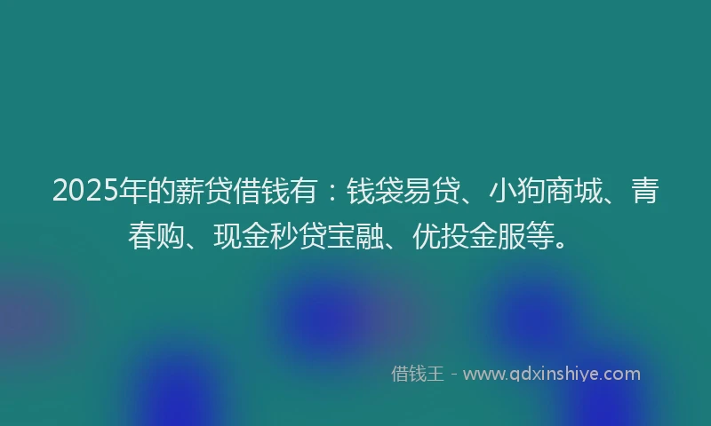 2025年的薪贷借钱有：钱袋易贷、小狗商城、青春购、现金秒贷宝融、优投金服等。