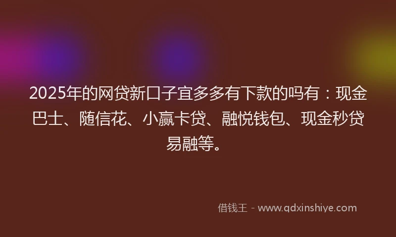 2025年的网贷新口子宜多多有下款的吗有：现金巴士、随信花、小赢卡贷、融悦钱包、现金秒贷易融等。