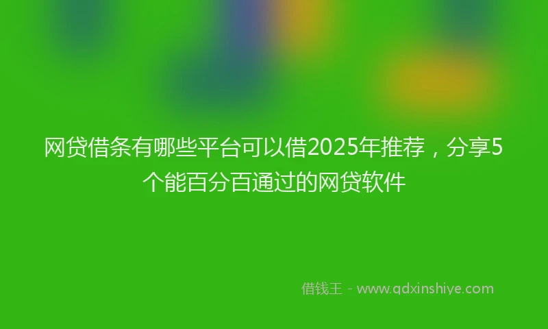 网贷借条有哪些平台可以借2025年推荐，分享5个能百分百通过的网贷软件