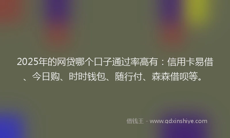 2025年的网贷哪个口子通过率高有：信用卡易借、今日购、时时钱包、随行付、森森借呗等。