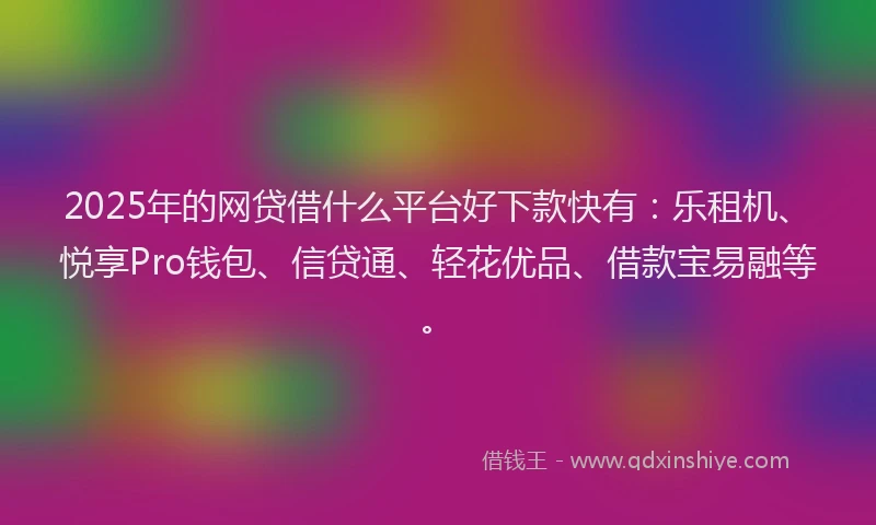 2025年的网贷借什么平台好下款快有：乐租机、悦享Pro钱包、信贷通、轻花优品、借款宝易融等。