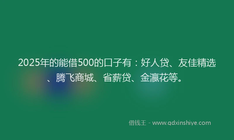 2025年的能借500的口子有：好人贷、友佳精选、腾飞商城、省薪贷、金瀛花等。