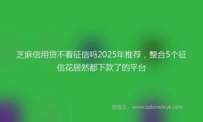 芝麻信用贷不看征信吗2025年推荐，整合5个征信花居然都下款了的平台