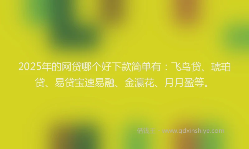 2025年的网贷哪个好下款简单有：飞鸟贷、琥珀贷、易贷宝速易融、金瀛花、月月盈等。
