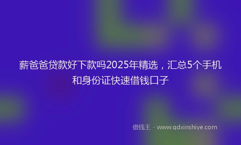 薪爸爸贷款好下款吗2025年精选，汇总5个手机和身份证快速借钱口子