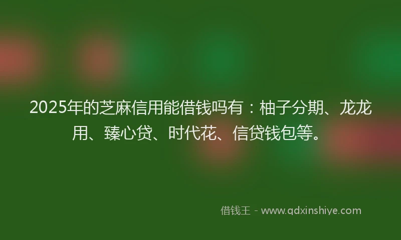 2025年的芝麻信用能借钱吗有：柚子分期、龙龙用、臻心贷、时代花、信贷钱包等。