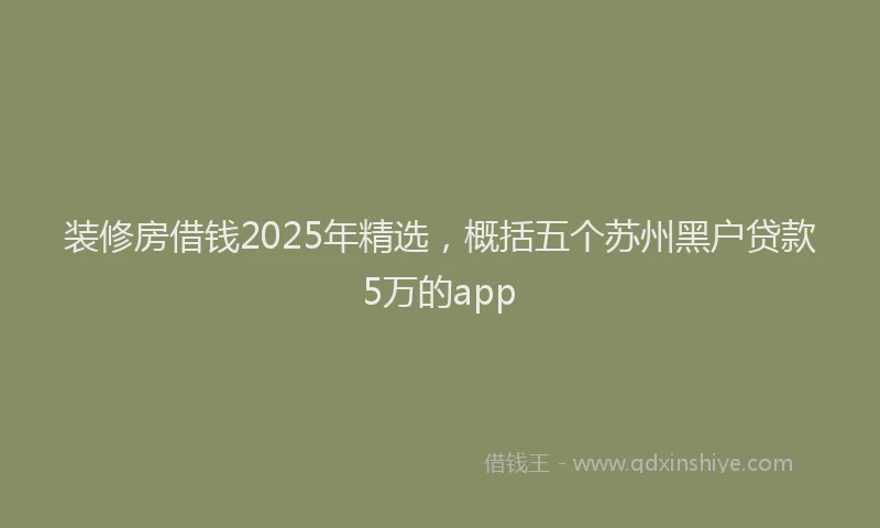 装修房借钱2025年精选，概括五个苏州黑户贷款5万的app
