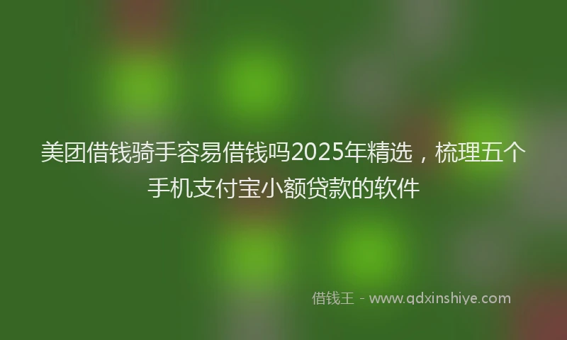 美团借钱骑手容易借钱吗2025年精选，梳理五个手机支付宝小额贷款的软件
